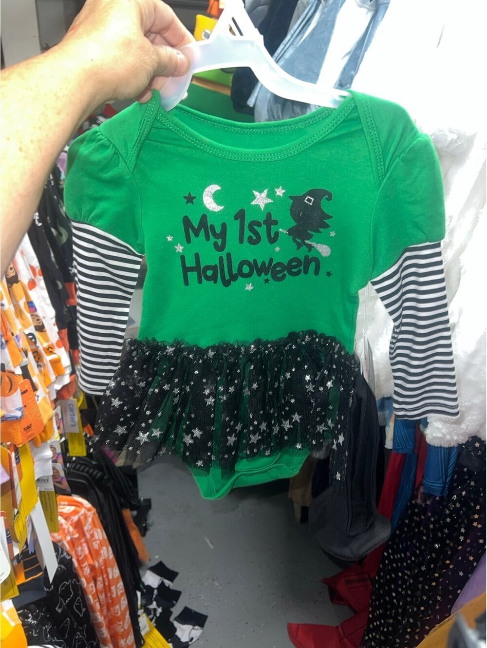 My 1st Halloween baby girl green bodysuit with tutu size 12 months